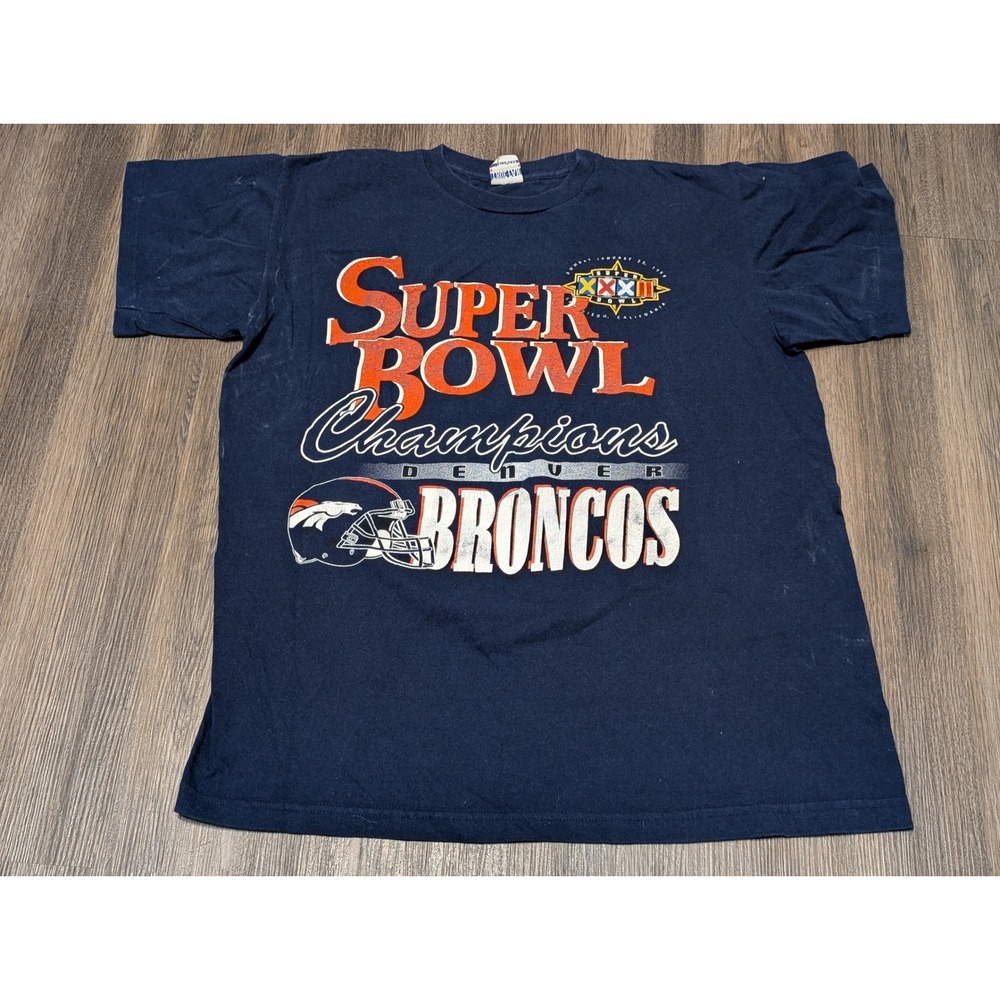 Vintage 90s Denver Broncos Super Bowl XXXII Champions T Shirt True Fan‎ L? READ